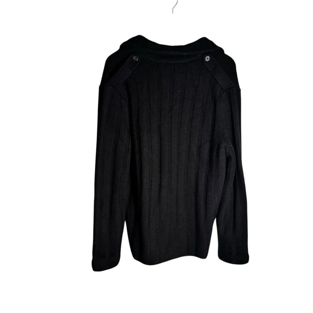 Banana Republic Men's Henley Sweater Merino Wool Ribbed Cowl Neck Black Size XL